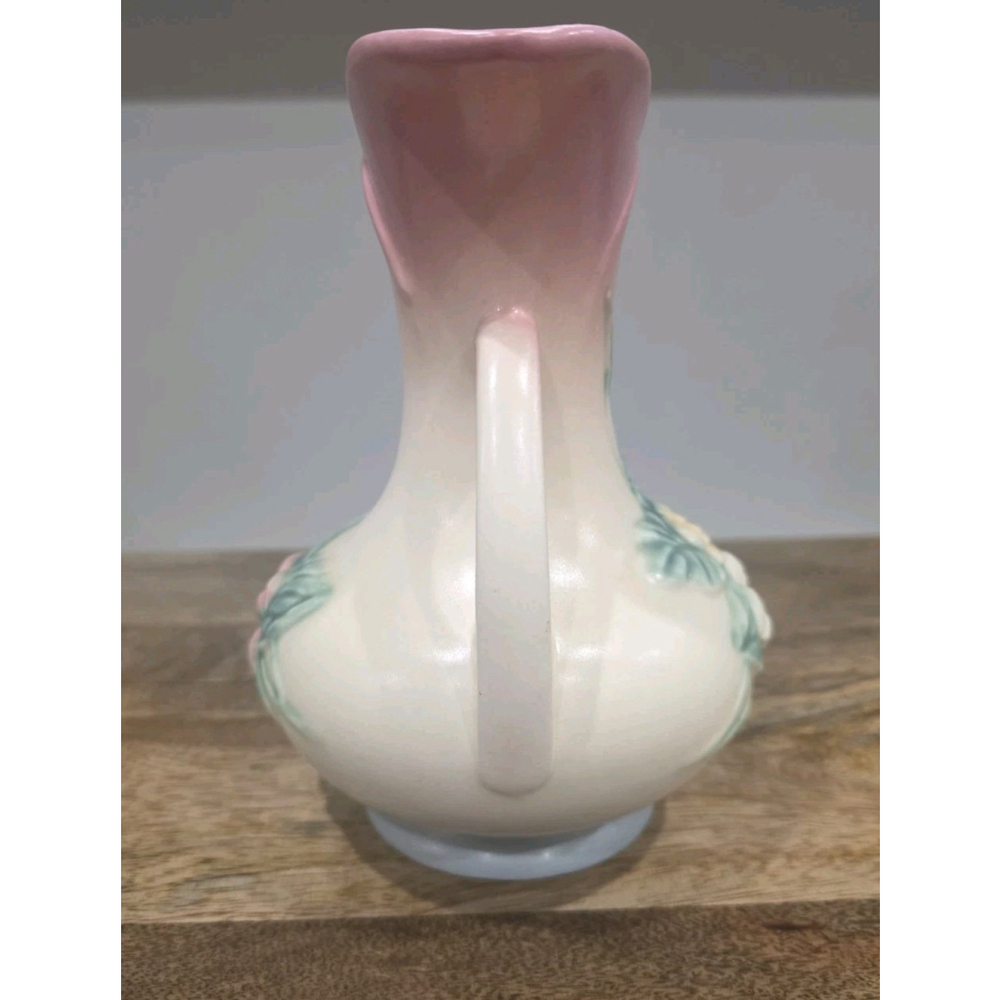 Vintage Hull Pottery Double Handle Pink & Blue WILDFLOWER Vase W8 - 7 ½ - Picture 3 of 8